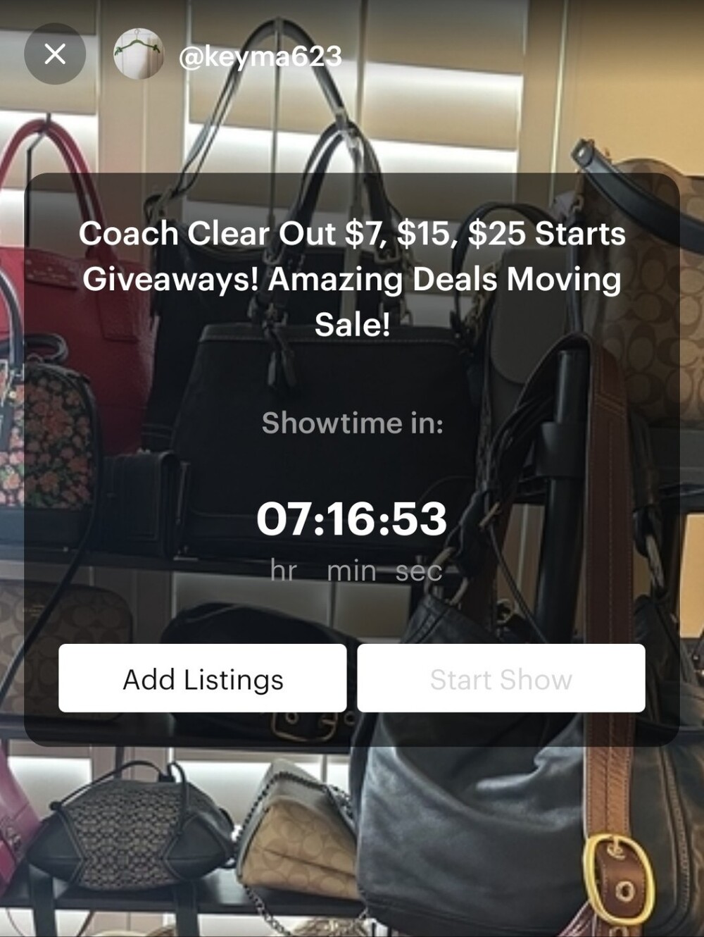 Live Show TODAY! AUGUST 2ND 6PM E.S.T. MOVING SALE Deals On Coach Bags
